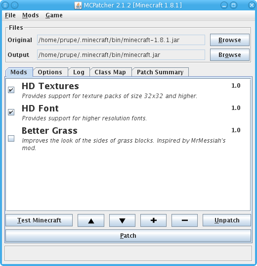 MCPatcher HD для Minecraft 1.2.5